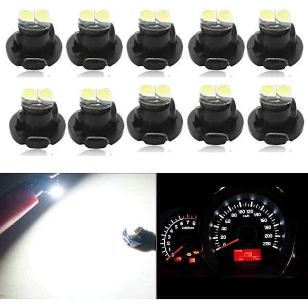 10-pack 2 T4.2 LED-lampor, SMD 1210, 20LM - Extremt ljusstarkt instrumentpanel i bilen, vitt 6500K