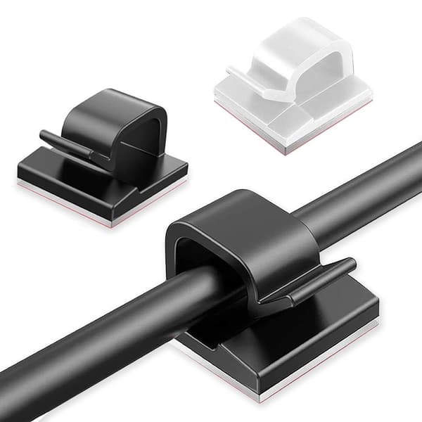 50-pak selvklæbende kabelholdere - kabelclips 50-pack Svarta