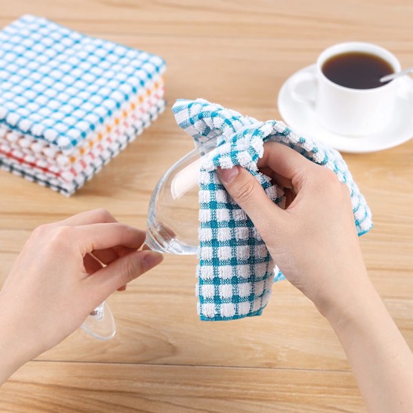 Bomulds køkkenhåndklæder til vaskeri, 30 x 30 cm viskestykker, absorberende køkkenhåndklæder 8-pak, hurtigtørrende rengøringshåndklæder
