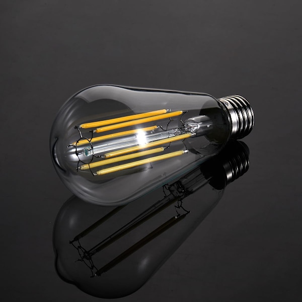 ST64 Vintage Stil Edison Glödlampa, E27 LED-lampa, 10W LED Glödtrådlampa Naturligt Ljus (3000K), Ej Dimbar, 3-pack Negro