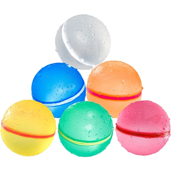 Vattenballonger Återanvändbara, självtätande och snabbfyllande vattenballongleksaker Poolleksaker för vuxna och barn, (6st) Slumpmässiga färger