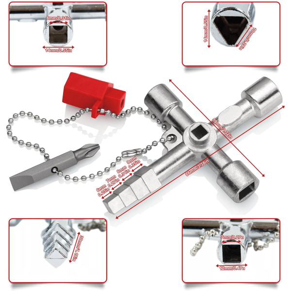 4-suuntainen avain, yleinen 4-suuntainen monitoimiva avain, vesi- ja sähkömittareille, patterille