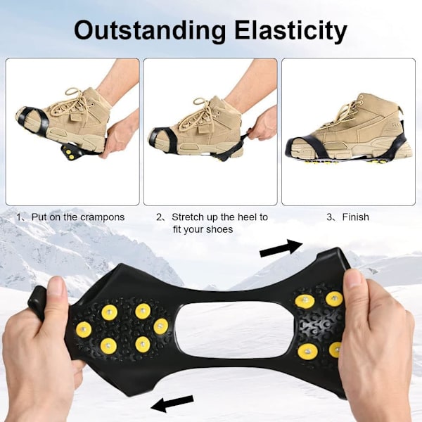 Crampons, anti-slip klør, rustfrit stål pigge, anti-slip pigge L