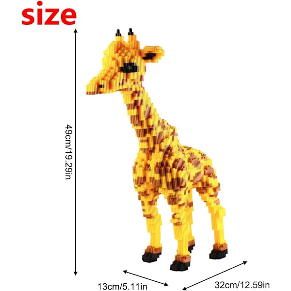 Mikro Byggeklodser Mini Kæledyrs Byggelegetøj Klodser til børn Giraffe 12 x 5 x 19 inches