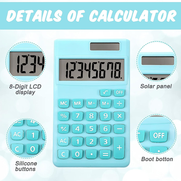 2 stk. Basic Standard Lommeregnere Mini Digital Desktop Lommeregner med 8-cifret LCD-skærm