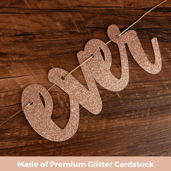 3-pack roséguld glitter kärlek leende och lycka banderoller - bröllopsduschdekor