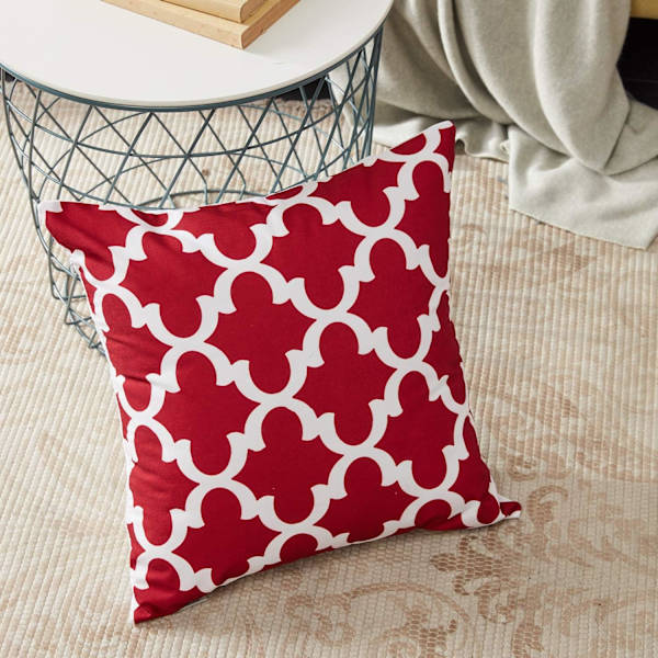 100% Holdbar Canvas Firkantede Dekorative Pudebetræk til Sofa, Sæt af 6, 18×18 Tommer Red