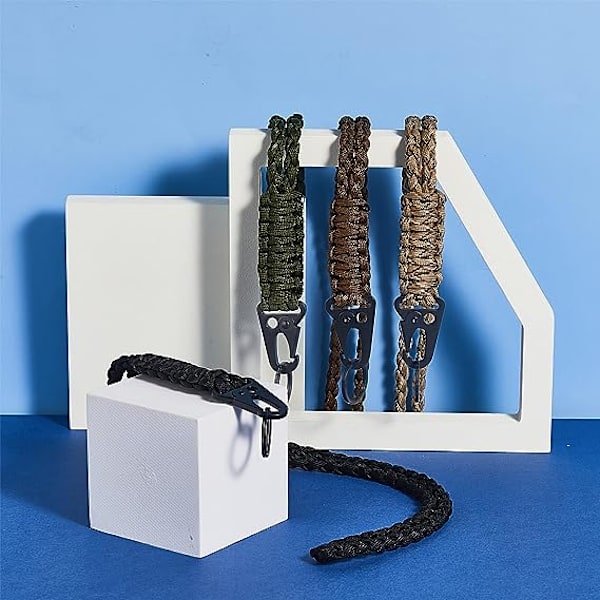 4 stk. Heavy Duty Lanyards med Metal Hk Clips, Flettet Stærk Paracord Nøglering
