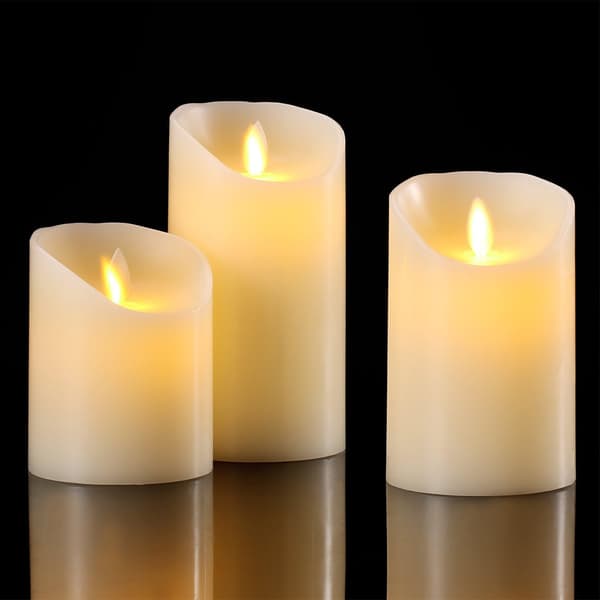 3 stk. Flammeløse LED-lys med fjernkontroll og timer
