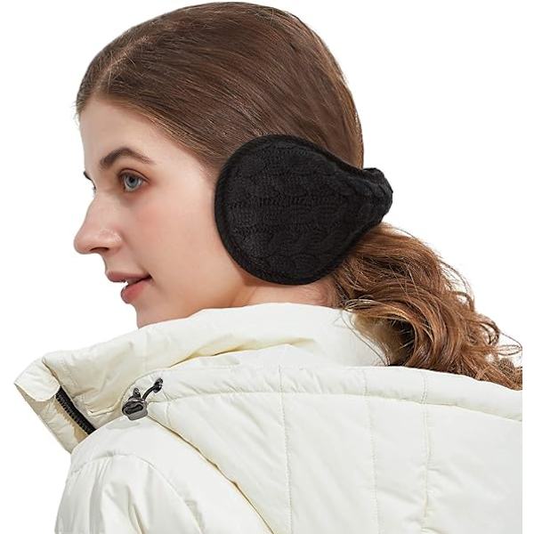 Unisex Varm Stickade Öronmuffar Dam Cashmere Vinter Ren Färg Utomhus Päls Öronvärmare