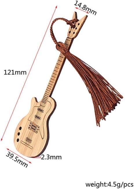 Design Gitarr Bambu Bokmärke med Tofsar för DIY-projekt och Presentetiketter-D D
