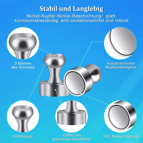 Stærke magneter 12 stk. Små neodym køleskabsmagnet N52 magnetiske tavlemagneter 12 x 16 mm til køleskab Whiteboards Fotos Noter Kort