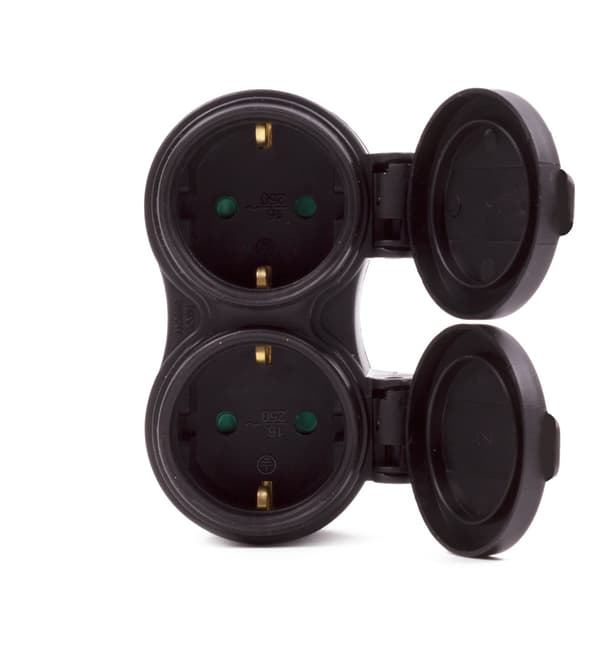 Duo-adapteri maadoituksella ja kannella, musta