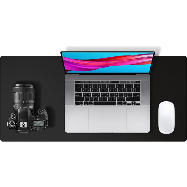 Läder Skrivbordsunderläggsskydd, Halkskyddande PU-Läder Skrivbordsunderlägg, Laptop Skrivbordsunderlägg, Vattentätt Skrivbordsunderlägg för Kontor och Hem Black 23.6" x 13.7"