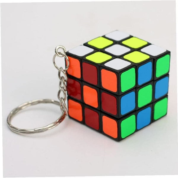 1 st Mini 3X3 Nyckelring Kub Nyckelring Kub Vrid Pussel Leksaker Ljus Hastighetskub
