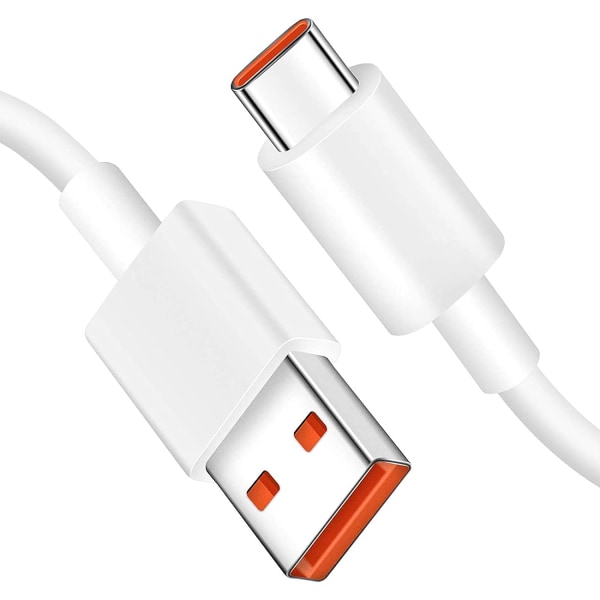 USB C-kabel 1m 6A-kabel för Xiaomi USB Type C Supersnabb laddningskabel Datasynkroniseringsöverföringskabel