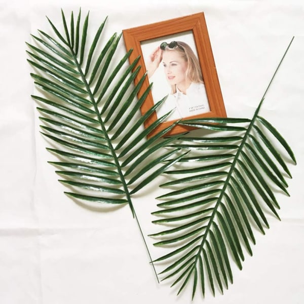 12 st konstgjorda palmblad växter Faux palmblad Tropiska palmblad grönska växt för blad Hawaiian Party