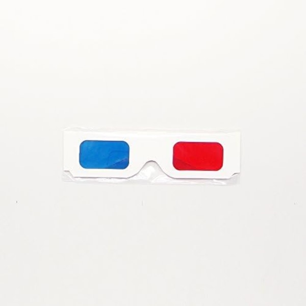 Blå handkärra 12 par röd/cyan kartong 3D-glasögon - vit ram