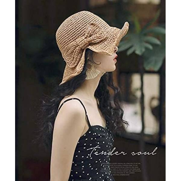 2 stk. sammenklappelig bredskygget stråhat sommer dame strandhat dame strandhat (sort og beige)