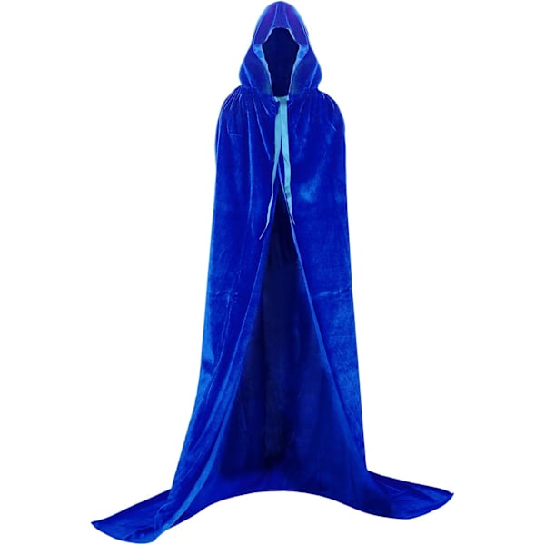 Hætte Kappe i Fuld Længde Guld Fløjl Hængende Vampyr Kappe Voksen Kappe Cosplay Halloween Karneval Blue 1.7M