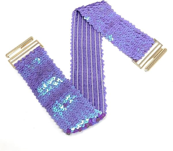 Paljettbälte för kvinnor med elastisk stretch och guldfärgat spänne midjeband korsett, lila Lilac