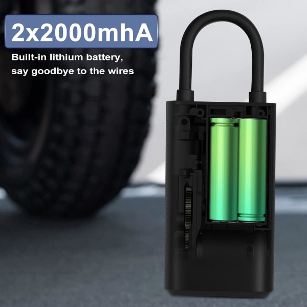 Kannettava ilmakompressori 1S - Autonrengaspumppu Polkupyörän pumppu Sähköinen pumppu, 150PSI 2000mAh Type-C polkupyörälle/moottoripyörälle/pallolle