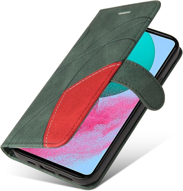 Samsung A16 Mobilskal Geometriskt Stötsäkert Plånboksfodral PU Läder med Kortfack Vikbart Ställ Magnetisk - Grön