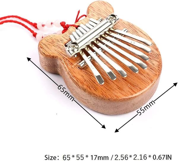Mini Kalimba 8-tangenters tummepiano, solid akryl fingerpiano med snöre