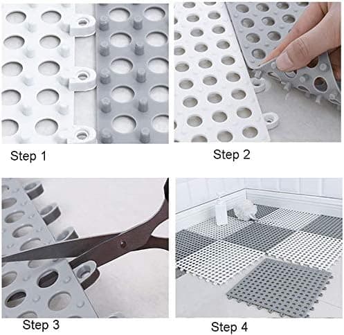 Gummifliser Grå 10 stk Interlocking Myk PVC Sklisikker Flis Spleis Vanntett Matte