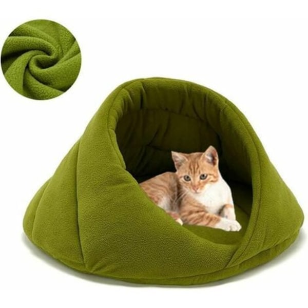 Mysig Cat Cave Bed Warm Fleece Cat Sovsäck Cave and Halv Cover Pet Kudde Sängkorg