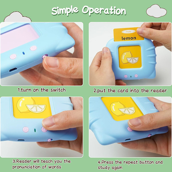 Toddler Toys Flash Card Læringslegetøj 1-6 år, Toddler Educational Toys, 112 Flash Card Legetøj og Bedste Fødselsdagsgaver til Børn (Blå)