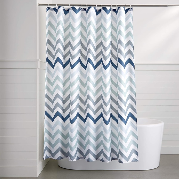 Dusjforheng i stoff - 72 x 72 tommer, for baderom 72''x72'' Blue Ombre Chevron