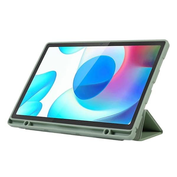 Fodral för Samsung Galaxy Tab A9+ Tri-fold Ställ PU Läder Tablet Skydd med Pennhållare