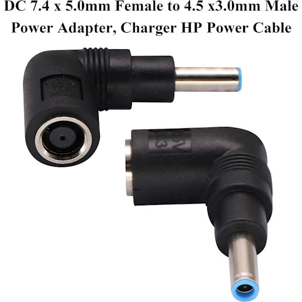 90 asteen kannettavan tietokoneen virtalähdesovitin 90 asteen DC 7,4 mm x 5,0 mm naaras - 4,5 mm x 3,0 mm uros virtamuunnin kannettavan tietokoneen sovittimen vaihtoon (2 kpl)