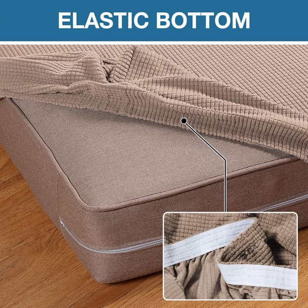 Strekkbart sofaputetrekk Sofapute Møbelbeskytter Sofatrekk med elastisk bunn Små ruter (2 stk, Khaki) 1 Seater*2 Khaki