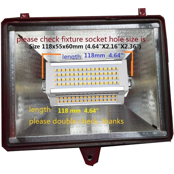 R7S LED-pære 50W varmt lys dimbar 3000k dobbel-ended J118 J-type 118MM LED-spotlight 5000LM 500W ekvivalent halogen gatelys 200 grader
