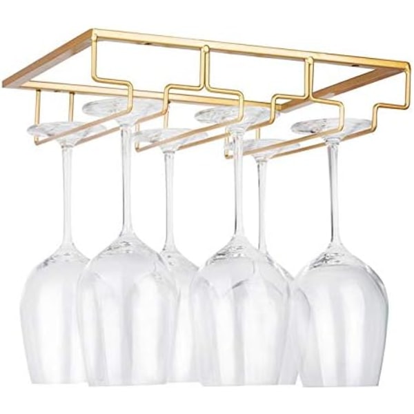 Vinglasställ - Under skåp stjälk vinglas hållare glas förvaring galge metall arrangör för bar kök guld