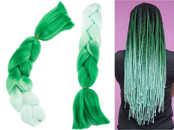 Jumbo Ombre Flette / Hårforlengelse Hårflette - 60 cm green