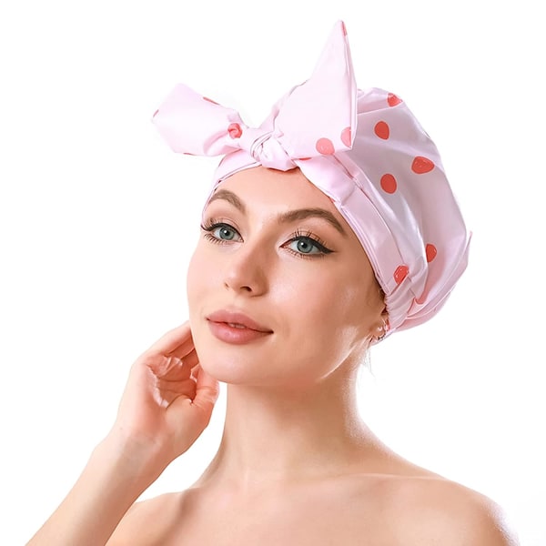 Cap för kvinnor Långt hår Återanvändbar, justerbar duschmössa och lyxig vattentät cap