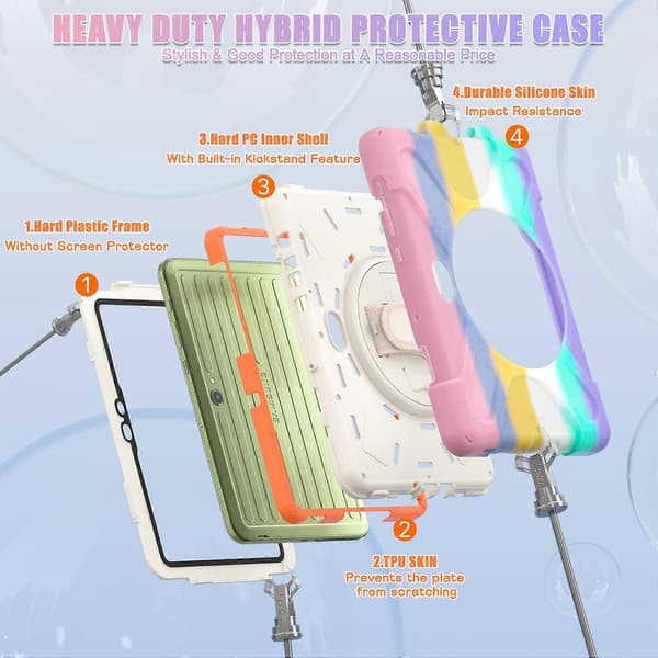 Skal för Samsung Galaxy Tab Active5 Pro Roterande Ställ PC+Silikon Handrem Tablet Skydd