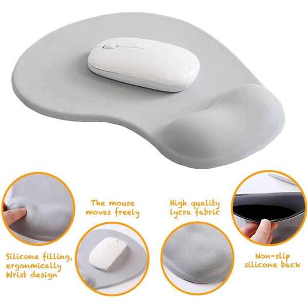 Kontorsmusmatta med Gel Handledsstöd - Ergonomisk Gaming Desktop Mouse Pad Handledsstöd