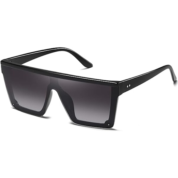 Overdimensjonerte firkantede solbriller Mote siamesisk linse stil Flat Top Shield Shades unisex B