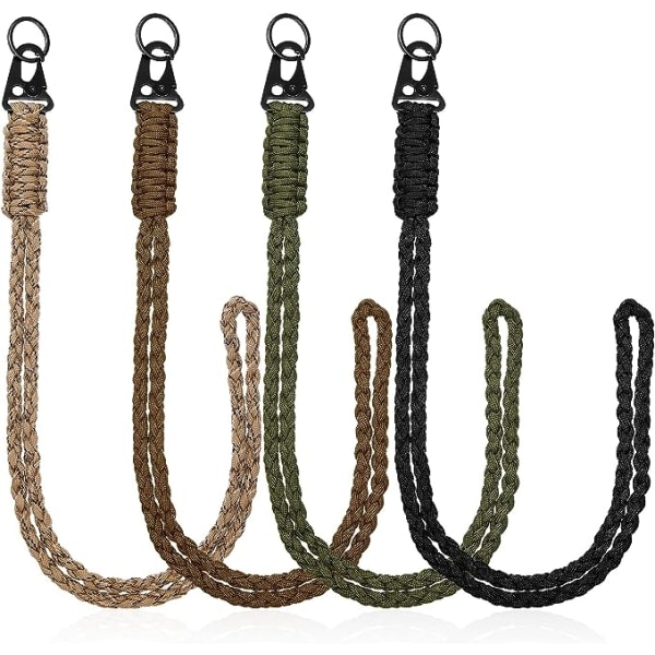4pcs Heavy Duty Lanyards with Metal Hk Clips, Braided Strong Paracord Key Chain