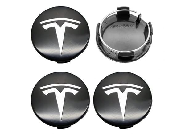 Tesla Senterkopper / Hjulnav Bilmerke - 4-pakning Black/Silver