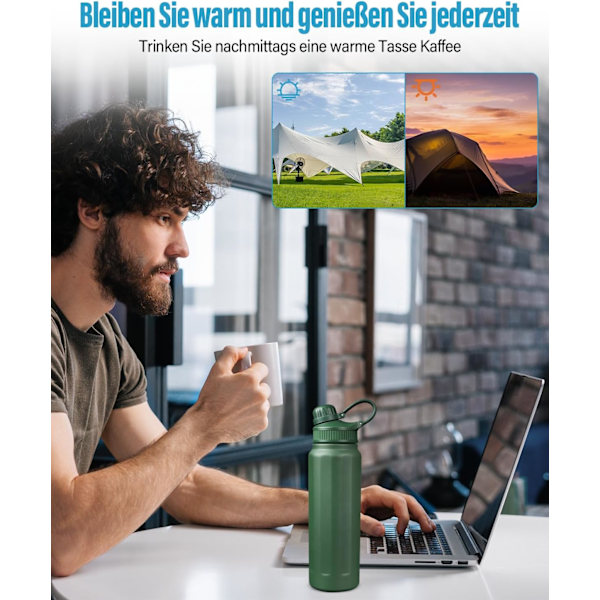 Termokande til varm og kold vand, Termos i rustfrit stål, Lækagesikre vandflasker - 500 ML / 800 ML med sugerør (500 ML) Púrpura