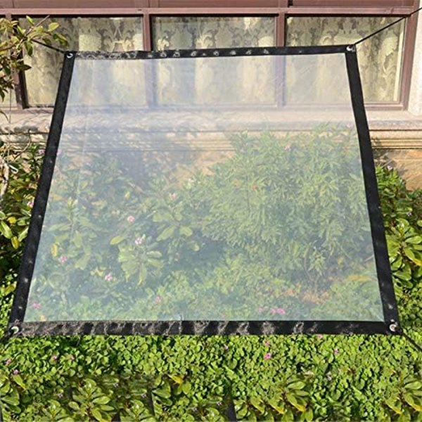 Transparent vattentät presenning med öljetter - 2 x 2 m - Fällbar och väderbeständig presenning - Rep ingår