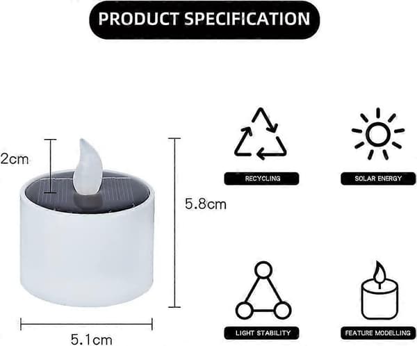 Aurinkokynttilät 6 liekitöntä kynttilää