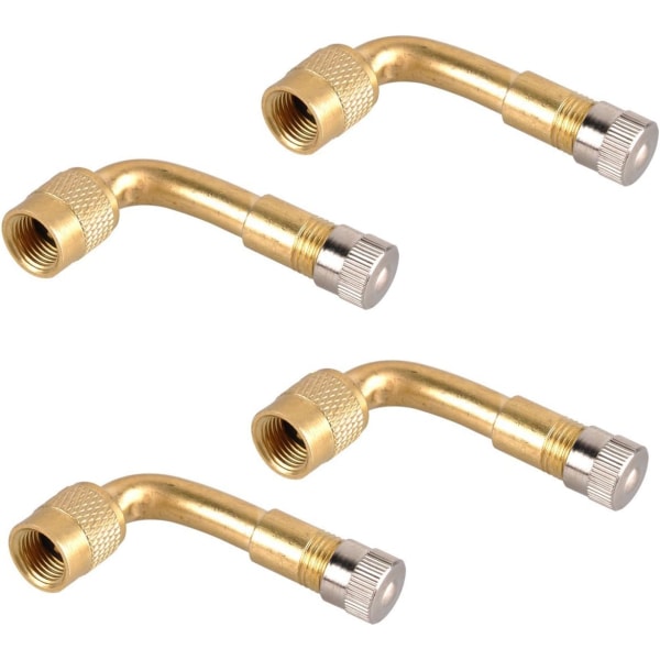 90 graders bøyd ventilforlengeradapter, messing luftdekkforlenger Schrader ventiladapter
