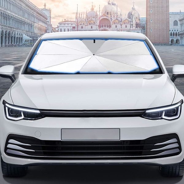 Auton aurinkosuoja, tuulilasin sisäaurinkosuoja, taitettava auton aurinkosuoja, estää 99,9% UV-säteistä autoille, maastureille, kuorma-autoille, raskaille ajoneuvoille (140 x 79 cm)