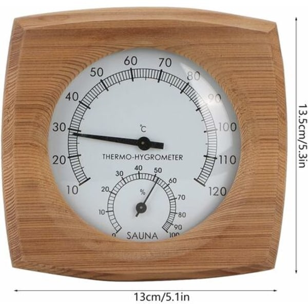 Termometer/hygrometer, invändigt trä 2-i-1 för bastu Termo-hygrometer Termometer Hygrometer Hamam Tillbehör för basturum